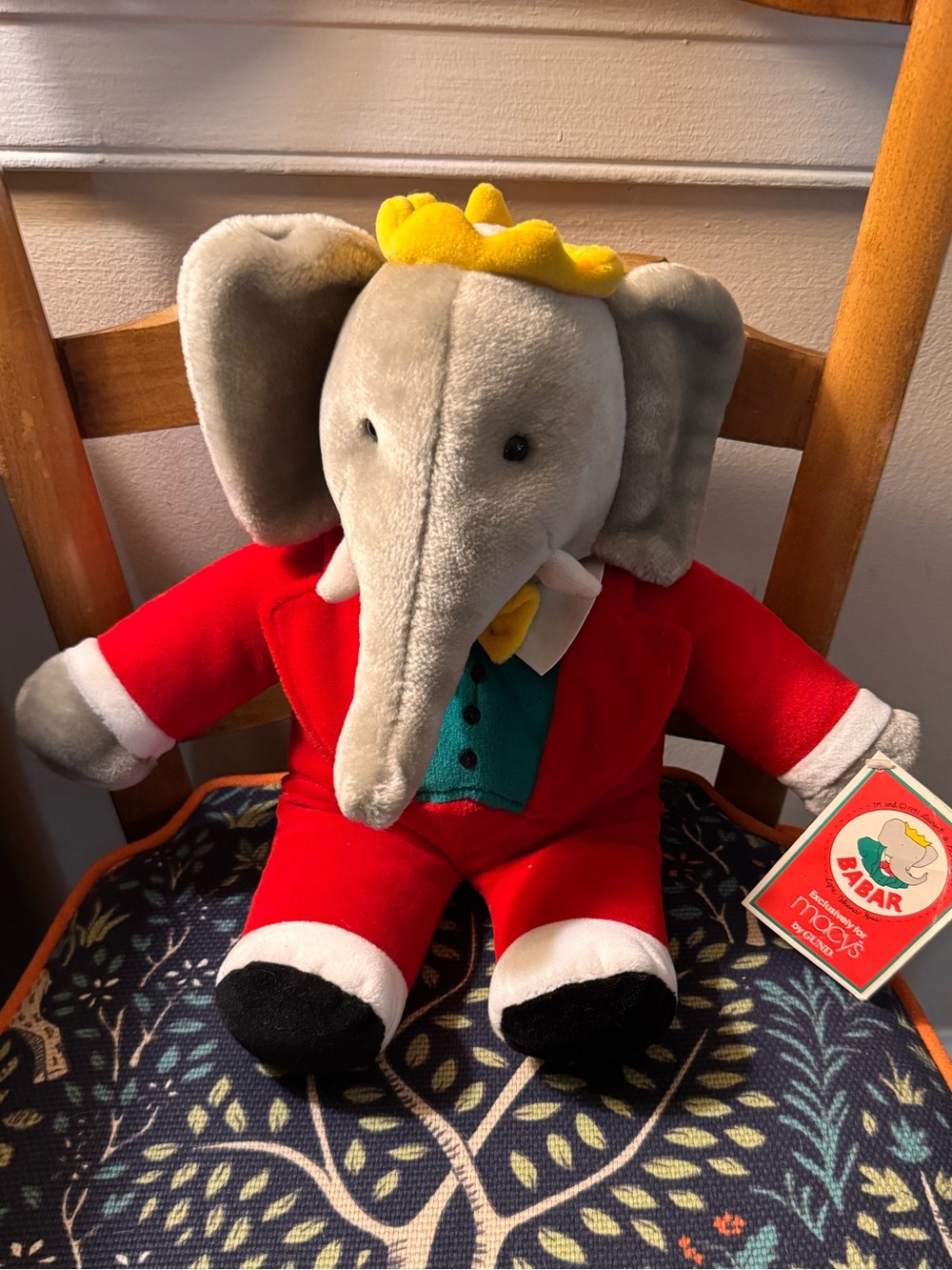 Gund Babar for macys elephant stuffed animal. NWT